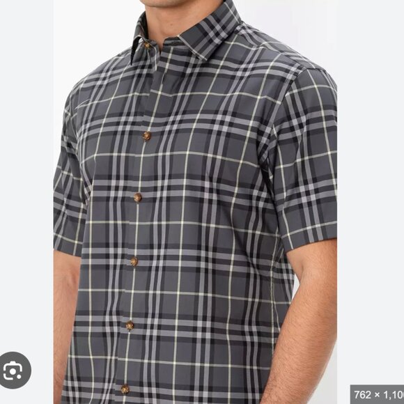 Burberry Men's SHEFFORD Gray Check Short Sleeve Shirt 8084691 - Picture 1 of 14